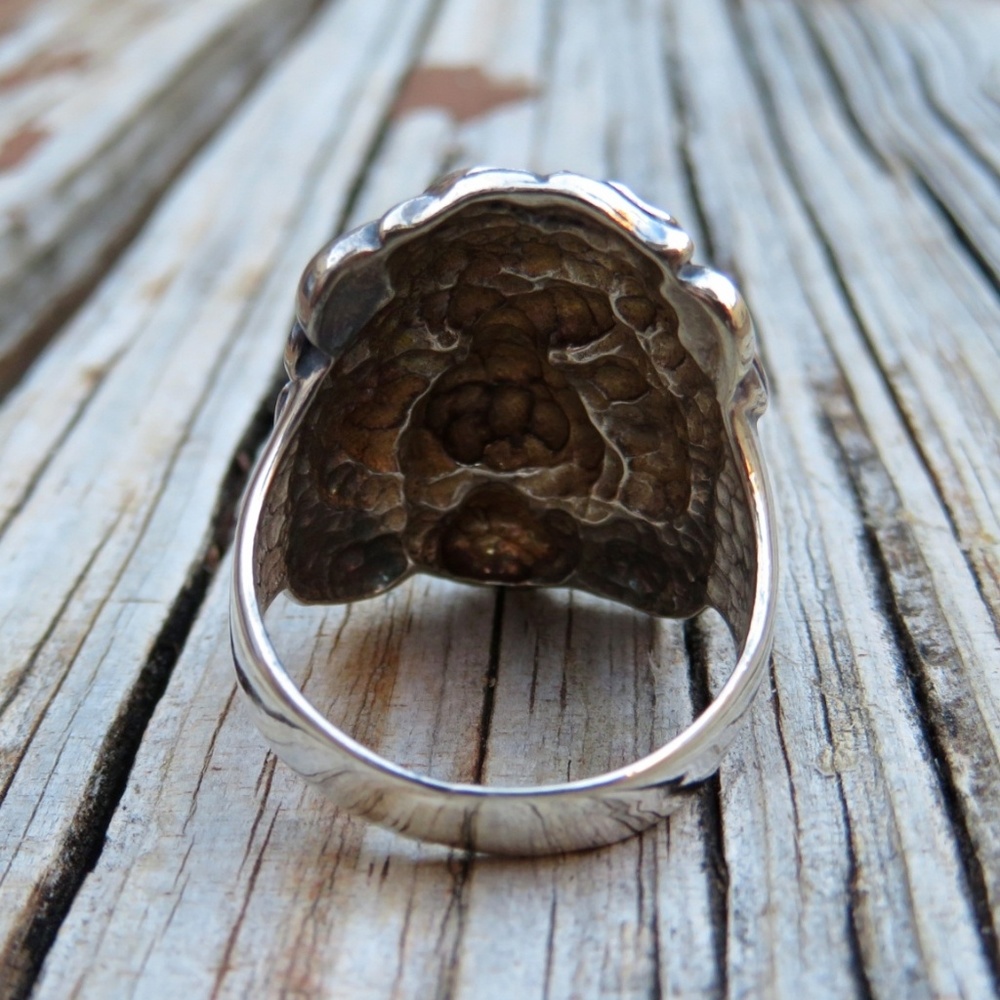 SOLD Vintage 925 Ted Ott BIG Onyx Lion Head Ring - Picture 8 of 8